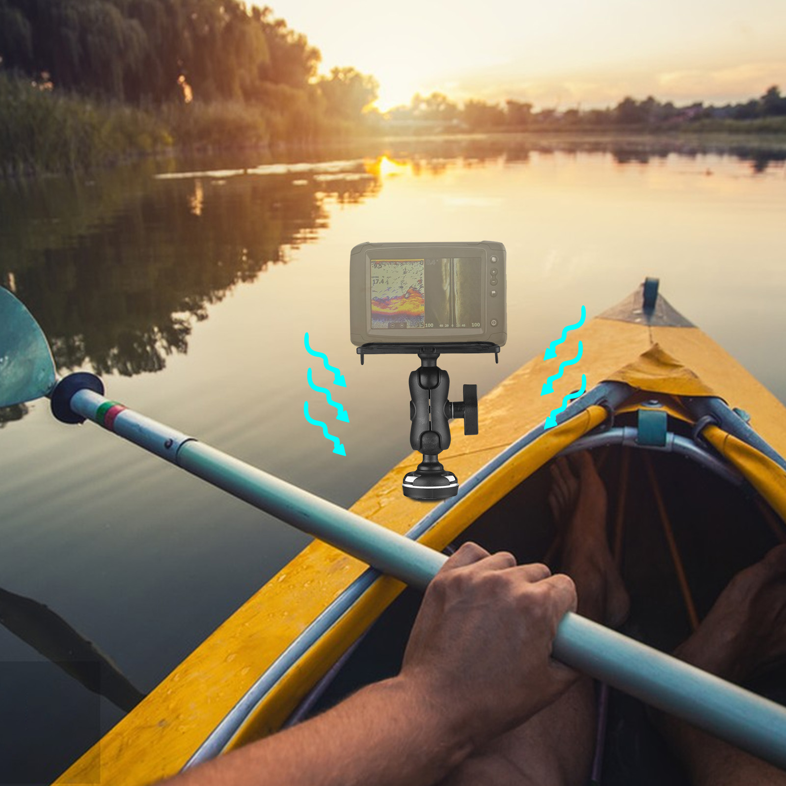 حامل مكتشف الأسماك مع قاعدة مس - مراجعة Fishing Kayak Fish Finder Mount وسعره